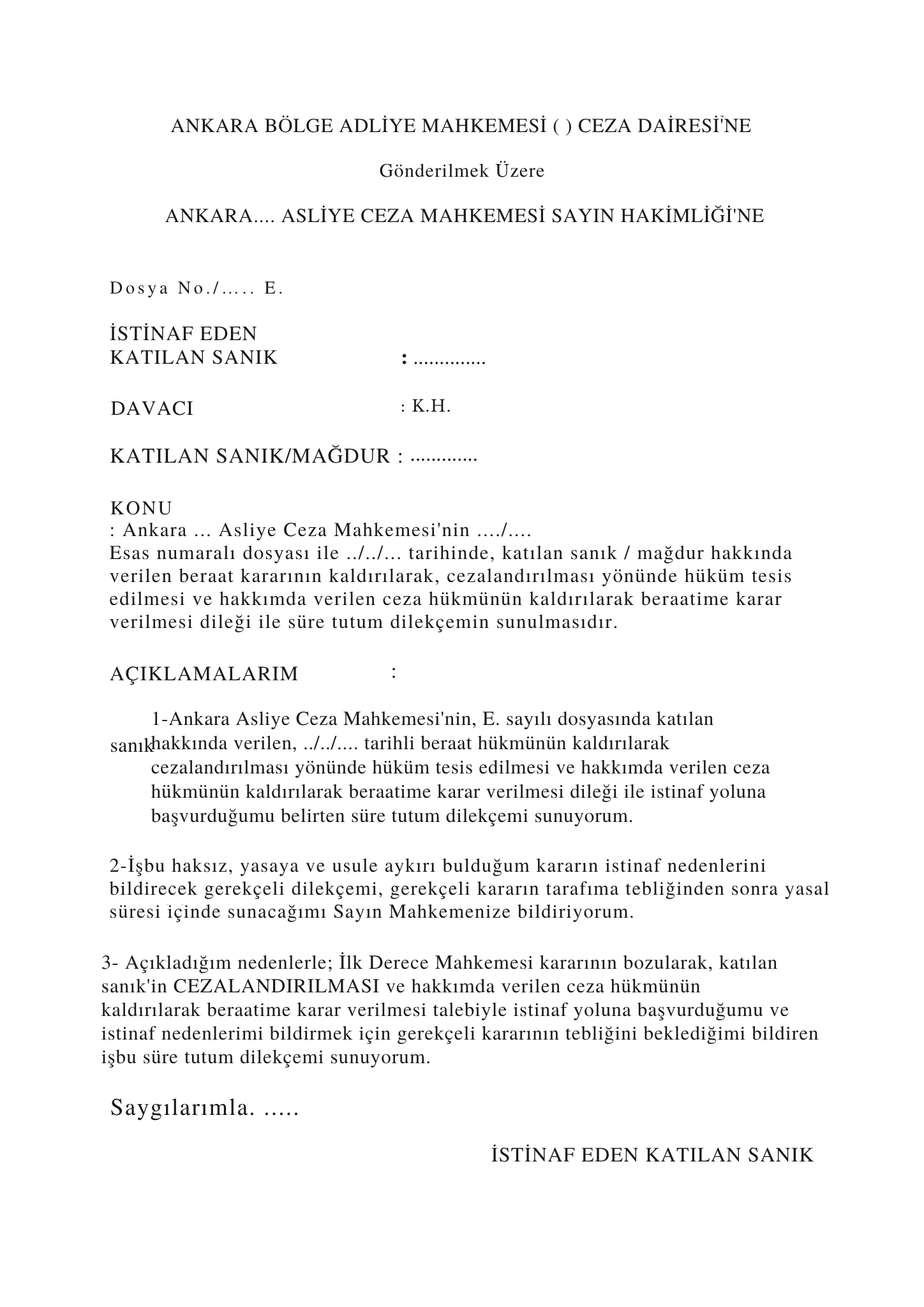 Kira Artışı İtirazı Dilekçe Örneği